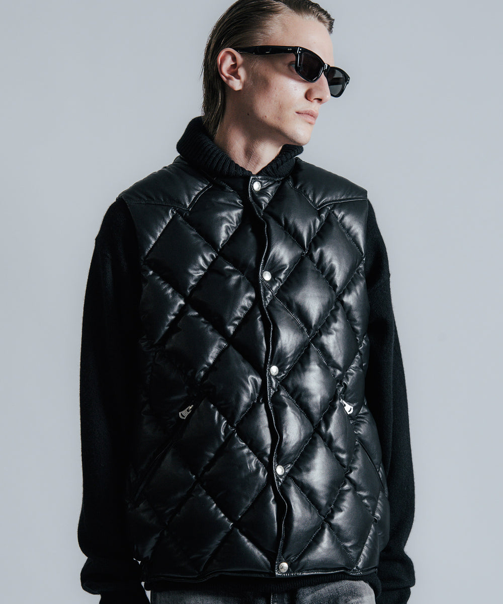 CRIMIE レザーベスト CRIMIE クライミー DIAMOND QUILT LAMB LEATHER DOWN VEST